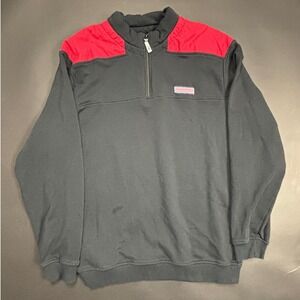Vineyard‎ Vines Quarter Zip Sweatshirt Black Red Accents Men's XL Cotton